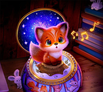 Musifox, blue, fantasy, art, vulpe, piper thibodeau, funny, creature, fox, orange HD wallpaper