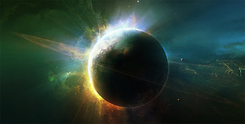 Late Blooming, planet, light, space, stars, moons HD wallpaper
