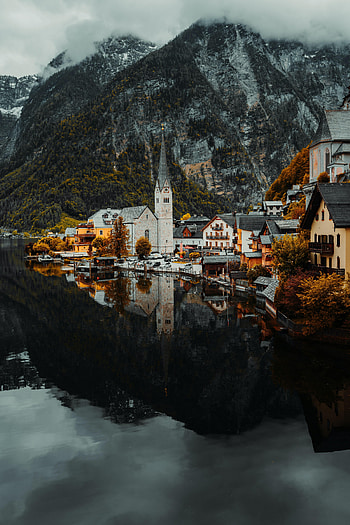 Nature, Building, View From Above, Mountain, Lake, Shore, Bank, Village HD phone wallpaper