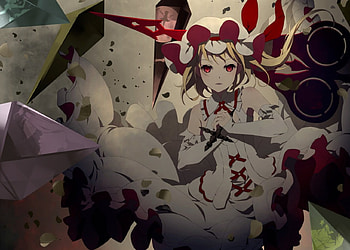 Remilia Scarlet, night, magic, Touhou, red eyes, girl, dark, white outfit, darkness, anime, manga, hat, female HD wallpaper