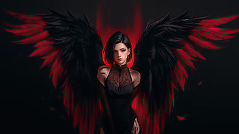 Dark Goth Angel, artist, evil, angel, artwork, digital-art, wings, deviantart HD wallpaper