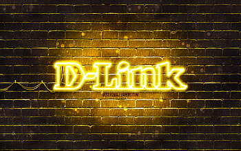 D-Link yellow logo, , yellow brickwall, D-Link logo, brands, D-Link neon logo, D-Link HD wallpaper