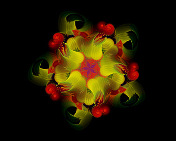 yelow fractal flower, yelow, abstract, 3d, flower, fractal HD wallpaper