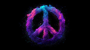 Cosmic Peace Symbol – Vibrant Serenity, peace, neon colors, Abstract HD wallpaper