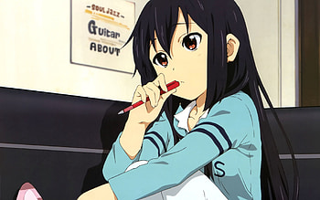 Anime, Girl, Pen, Brunette, Pensive, Thoughtful HD wallpaper