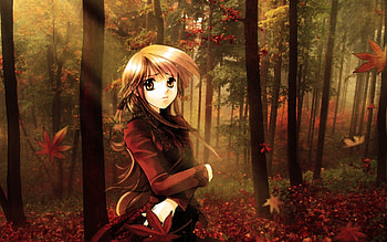 Anime Girl Autmn Fall HD wallpaper