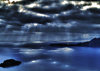 Night rain, night, rain, clouds, water, lake, storm HD wallpaper