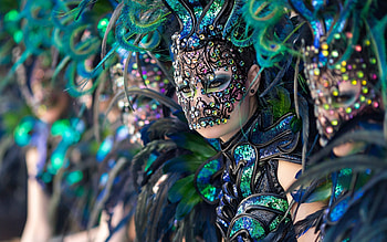 Brasil carnival, green, blue, jewel, feather, girl, woman HD wallpaper