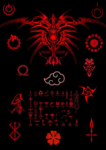 Anime logos 0.2, red, Art, Black, Logo HD phone wallpaper