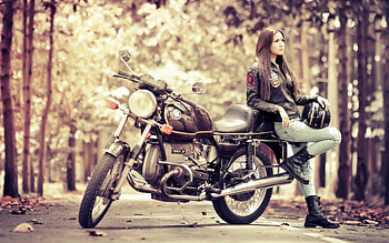 Girl Motorcycle BMW R100S HD wallpaper