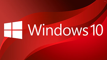 Windows 10 big white logo on red curves HD wallpaper