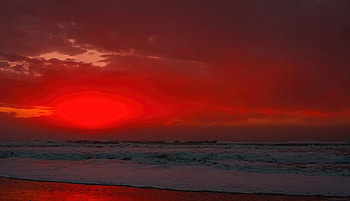Sunlight Sea Red Evening Time, sunset, sea, red, nature HD wallpaper