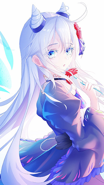 Frostbound Siren — Long White-Haired Anime Girl with Blue Eyes ( ), blue eyes, white hair, long hair, Anime, girl, anime girl HD phone wallpaper