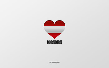 I Love Dornbirn, Austrian cities, Day of Dornbirn, gray background, Dornbirn, Austria, Austrian flag heart, favorite cities, Love Dornbirn HD wallpaper