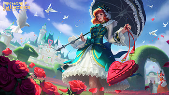 Kagura, fantasy, red, green, parasol, mobile legends, girl, frumusete, valentine, sweetheart HD wallpaper
