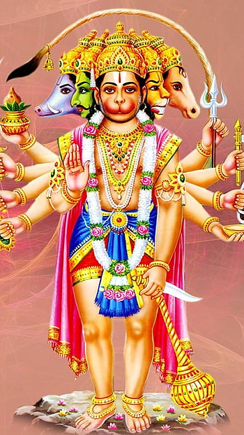 Panchmukhi Hanuman, Pink Background, lord hanuman HD phone wallpaper