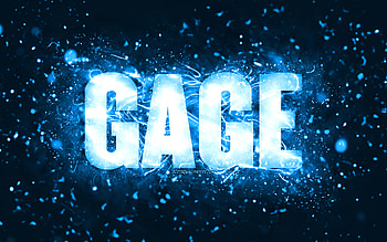Happy Birtay Gage, , blue neon lights, Gage name, creative, Gage Happy Birtay, Gage Birtay, popular american male names, with Gage name, Gage HD wallpaper