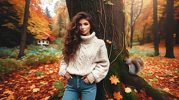 Girl in the forest, Autumn, woman, forest HD wallpaper