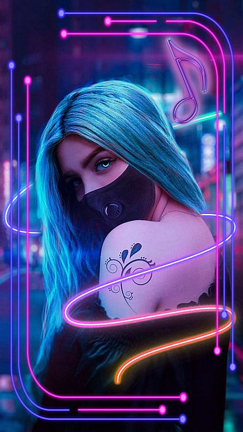 Girl Blue Hairs, magenta, pink, music HD phone wallpaper