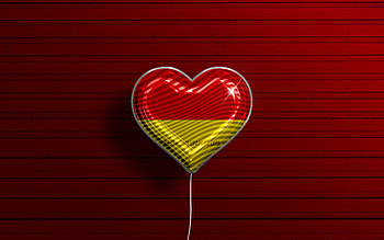I Love Paderborn, , realistic balloons, red wooden background, german cities, flag of Paderborn, Germany, balloon with flag, Paderborn flag, Paderborn, Day of Paderborn HD wallpaper