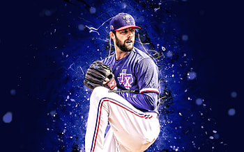 Jordan Lyles, , Texas Rangers, MLB, pitcher, baseball, J Lyles, Jordan Horton Lyles, blue neon lights, Jordan Lyles Texas Rangers, Jordan Lyles HD wallpaper