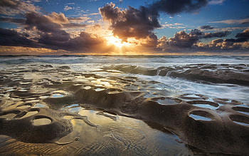 Landscape, Nature, Sunset, Sea HD wallpaper
