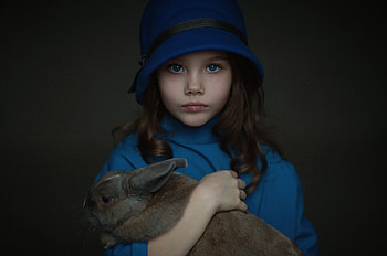 Little Girl With Rabbit, girls, cute, rabbit, animals HD wallpaper