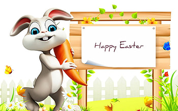 Happy Easter, bunny, cute, words, Easter HD wallpaper