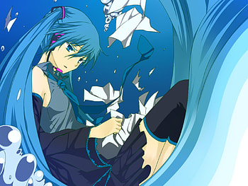 Hatsune Miku, awesome, cute, vocaloid, beauty, nice, miku, vocaloids, hatsune, thighhighs, skirt, program, twintail, girl, aqua, beautiful, paper, diva, tie, anime, pretty, aqua hair, aqua eye, cool, idol, virtual HD wallpaper