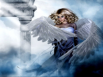 Clouded Angel, angel, light, woman, cloud HD wallpaper