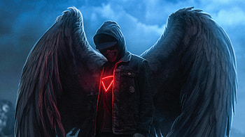 Skull Man With Wings , skull, wings, anonymus, mask, artist, artwork, digital-art HD wallpaper