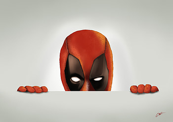 Deadpool Peeking, deadpool, digital-art, artwork, art, deviantart, superheroes HD wallpaper