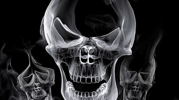 Preview skull, smoke, shape, gray HD wallpaper