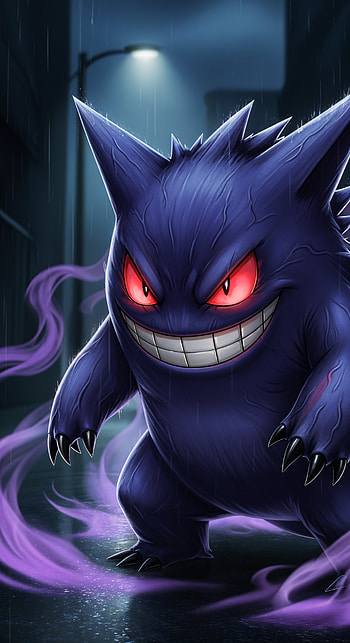Midnight Gengar | Shadow Grin | Phantom Gengar | Alley Night | Eerie Smile | Ghostly Mobile, Gengar (Pokémon), Pokemon, ghost HD phone wallpaper