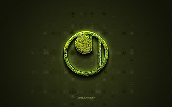 Uhlsport logo, green creative logo, floral art logo, Uhlsport emblem, green carbon fiber texture, Uhlsport, creative art HD wallpaper