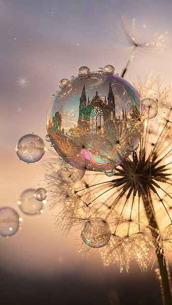 Iridescent Castle Bubble / Prismatic Dandelion / Glimmering Reverie HD phone wallpaper