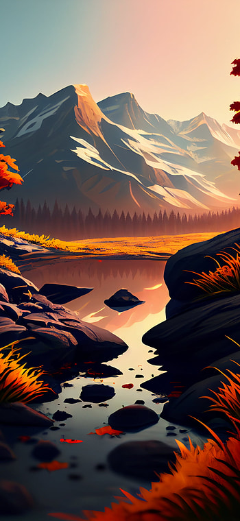 AI Art, artistic, mountain HD phone wallpaper