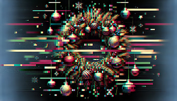Festive Glitch Art Christmas, Festive, Christmas, wreath, ornaments, glitch art HD wallpaper