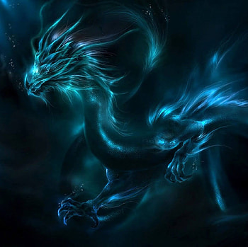 neon Dragon, aqua, art HD wallpaper