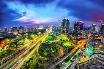 Indonesia, Road, , Jakarta, Building, City, Fisheye, Highway, Light, Night, Sky, Skyscraper, Time Lapse, Cities HD wallpaper