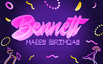 Happy Birtay Bennett, , Purple Party Background, Bennett, creative art, Happy Bennett birtay, Bennett name, Bennett Birtay, Birtay Party Background HD wallpaper
