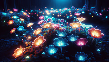 Illuminated Flower Garden, flower, Flower Garden, flower bed, fantasy landscape HD wallpaper