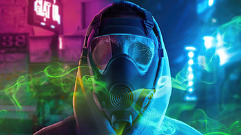 Smoking Poison, helmet, artist, artwork, digital-art, mask HD wallpaper