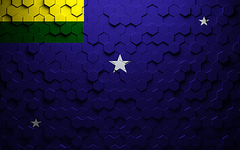 Flag of Lages, honeycomb art, Lages hexagons flag, Lages 3d hexagons art, Lages flag HD wallpaper