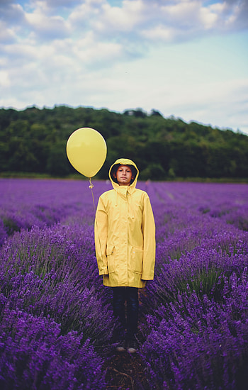 Miscellanea, Miscellaneous, Field, Balloon, Child, Lavender, Jacket HD phone wallpaper
