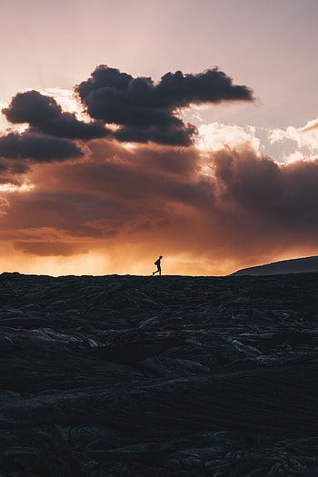 Nature, Sunset, Clouds, Horizon, Silhouette, Hawaii, Volcano, Kalapana, Calapana HD phone wallpaper