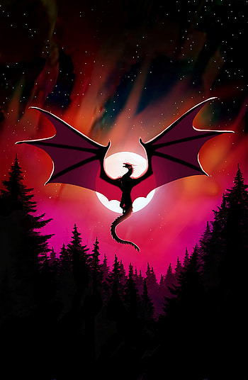 Dragon, Art, Night, Moon, Dark HD phone wallpaper