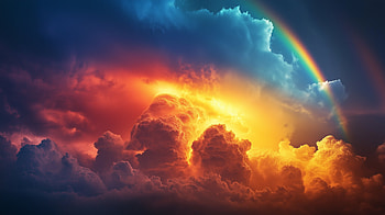 Beautiful Mix of Colors in the sky, with rainbow and sunlight, cloud, rainbow, sunlight HD wallpaper