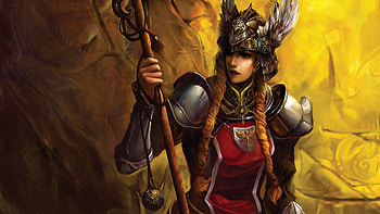 Knight Girl, golden, fantasy, red, knight, girl HD wallpaper