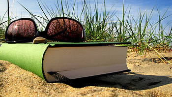 Grass, Sand, Summer, Miscellanea, Miscellaneous, Relaxation, Rest, Book, Glasses, Spectacles, Bookmark HD wallpaper